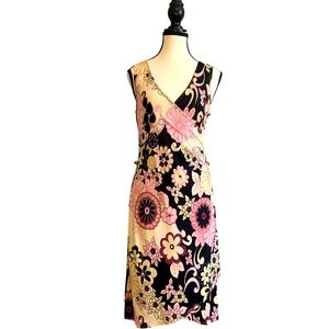 Sleeveless Floral Midi Dress - Pink Floral